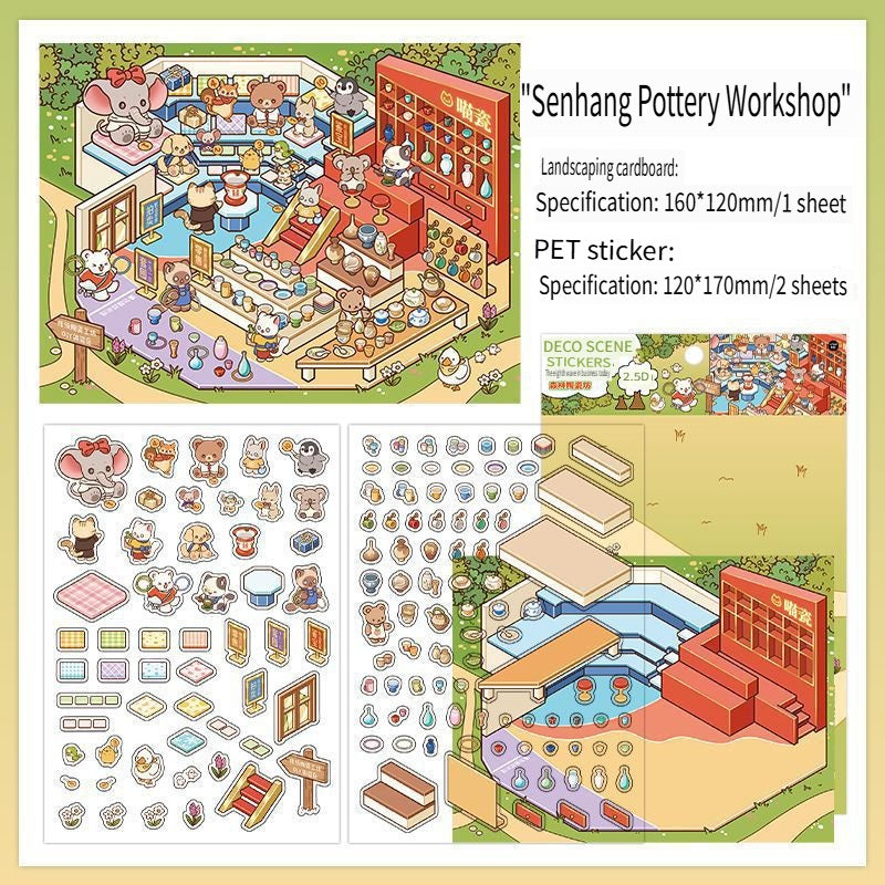 RetroStory Infeel.Me 2.5D background decoration stickers, diy landscaping stickers