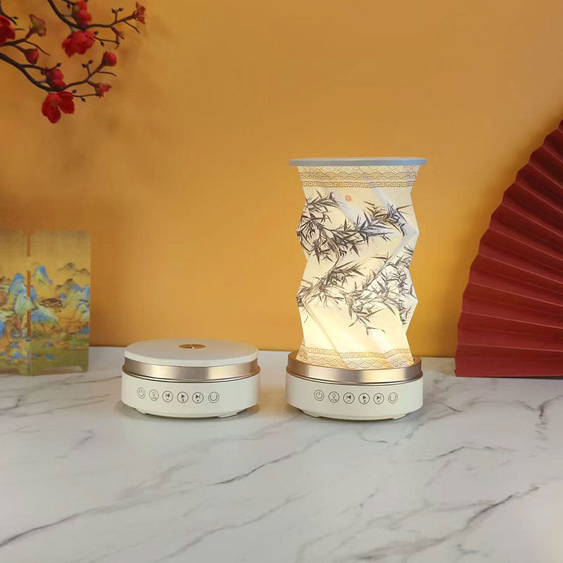 OBB LED folding night light, USB charging, rotating, with Bluetooth speaker, revolving lantern, cultural and creative gift