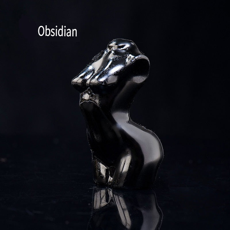 RYS Mini female model torso carved with natural crystal gems handicraft ornaments