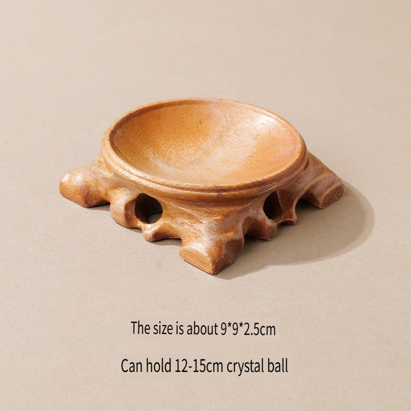 RYS Wooden root carved crystal ball base, home decoration
