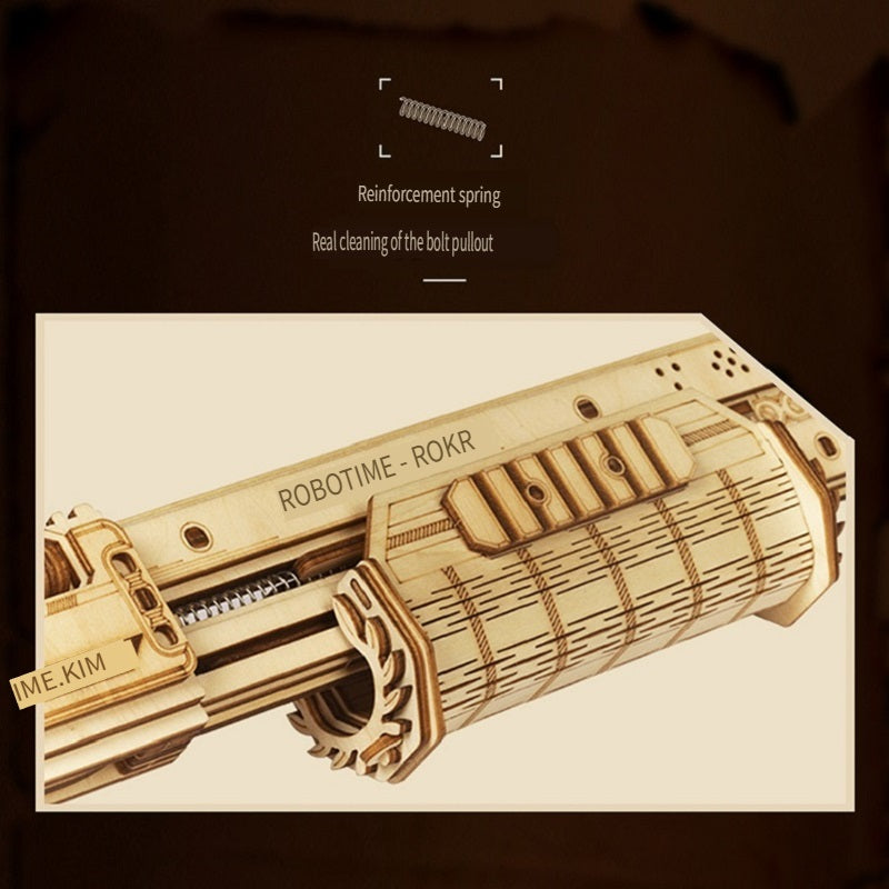 Rokr revolver Smith M60/Remington shotgun M870, made of wooden parts, can be used for shooting, handmade weapon model