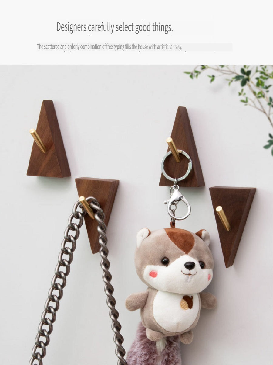 XMT Scandinavian-style solid wood hook, two installation methods, made of black walnut, beech brass, handmade