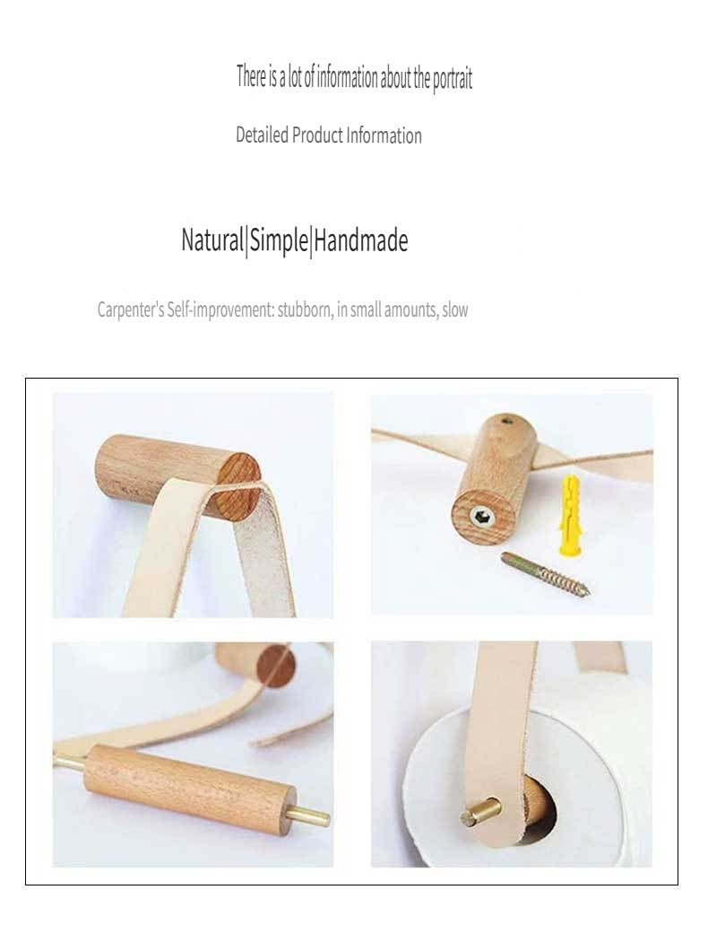 XMT Hanging paper roll holder made of pure copper and beech wood