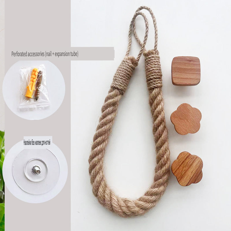 XMT Paper Roll Holder Made of Beech and Hemp Rope, Two Ways of Installation