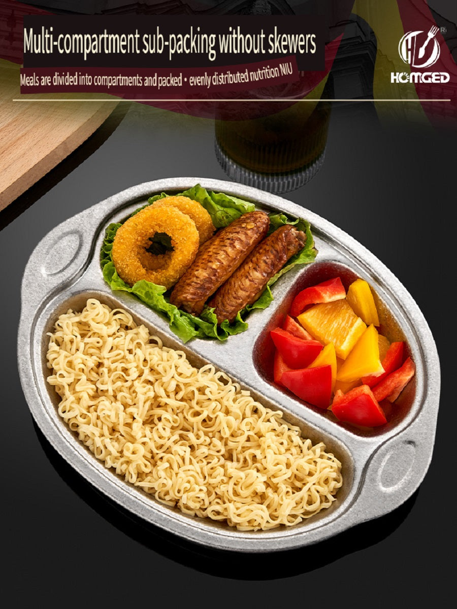 HOMGED Pure titanium children's dinner plate, compartment dinner plate, cartoon, anti-fall，Safe, no heavy metals，easy to clean