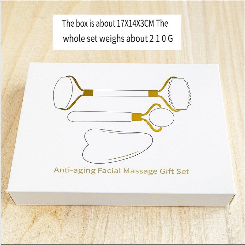 RYS Natural Xiuyu roller massager gift set, orbital facial beauty jade massage stick, Gua sha board
