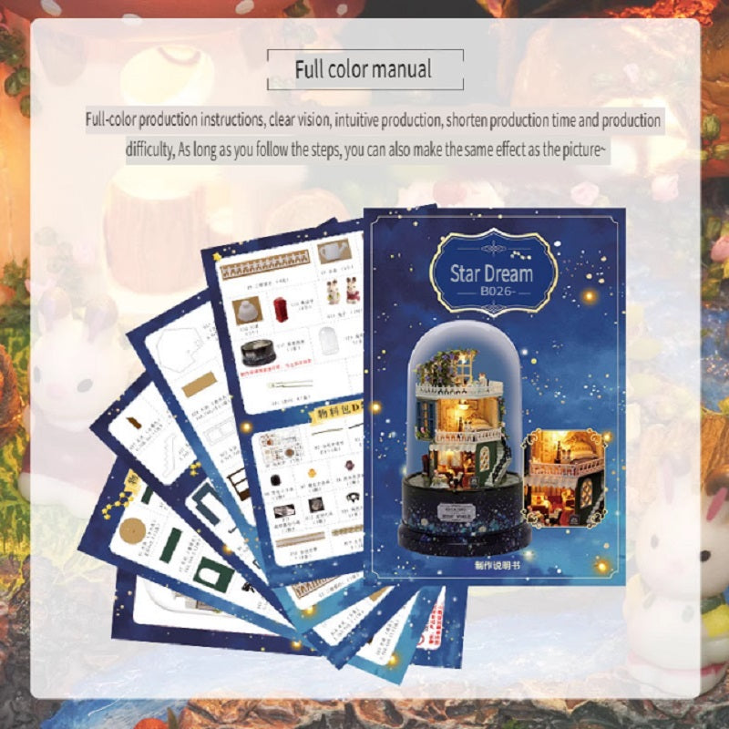 CUTE ROOM DIY wooden villa, hand-assembled, rotatable, playing music, assembling model toys, gifts for children