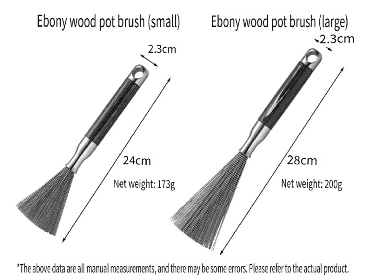 HOMGED Ebony handle 304 stainless steel household kitchen pot brush, removable and replaceable brush