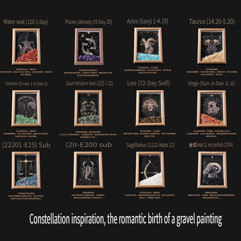 RYS Natural crystal gravel Twelve Constellations Photo frame decoration, crystal DIY hanging Artist Home Desktop Decoration