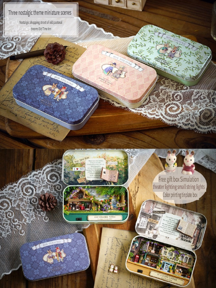 CUTE ROOM DIY box theater, hand-assembled model toys, including LED lights, brackets and dolls, gifts for children