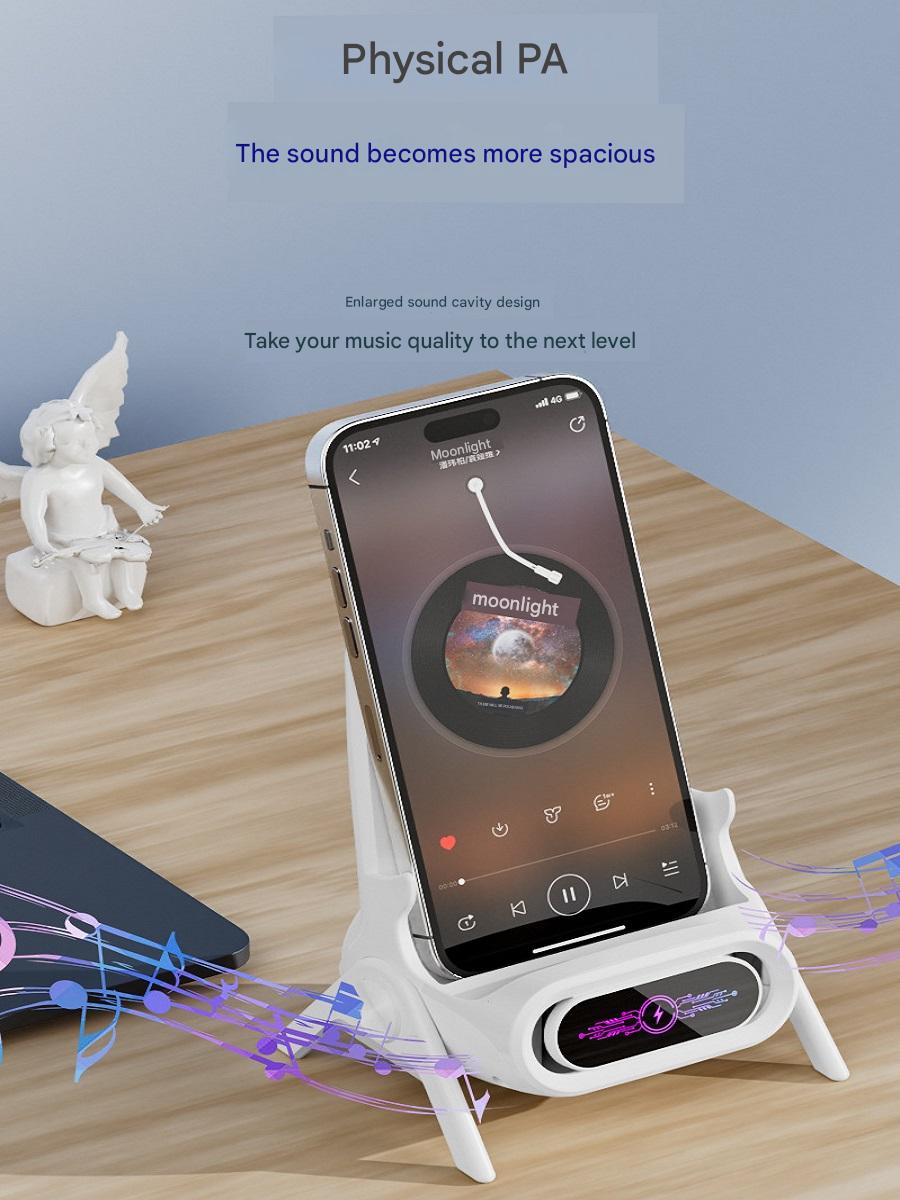 ZLKJ Desktop Phone Stand with Physical Amplification, 15W Wireless Charging, Universal for Phones and Tablets, Aromatherapy Function, and Cooling