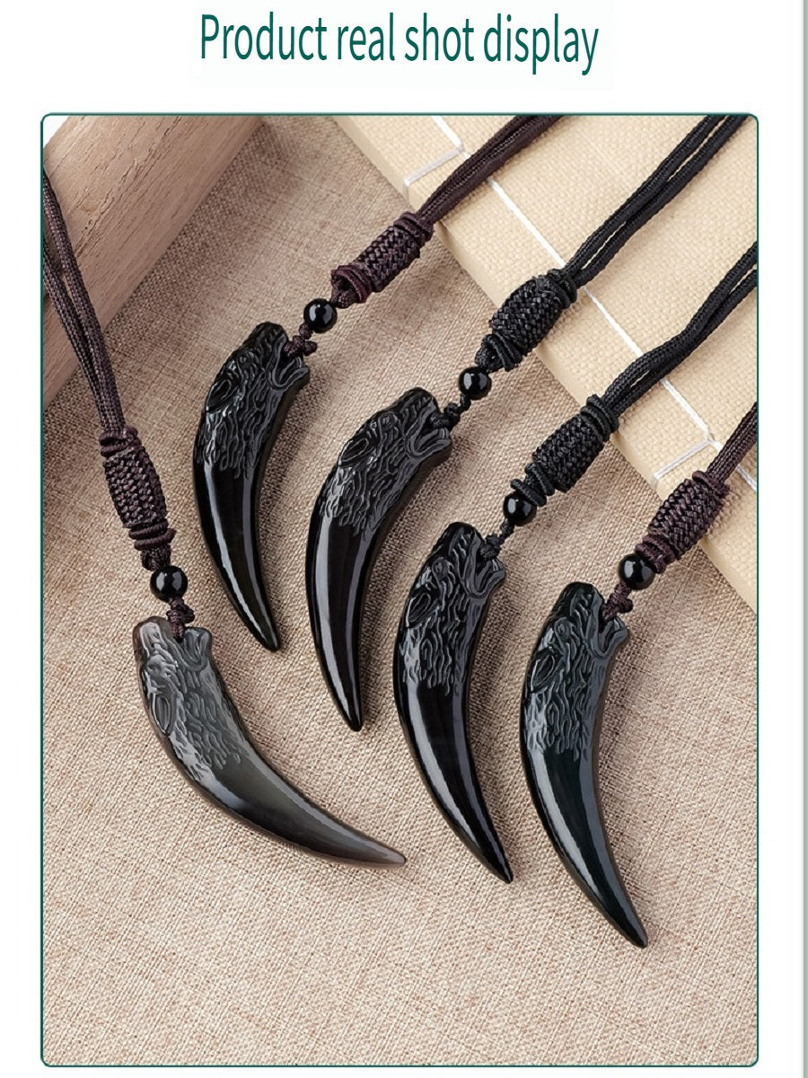 APENG Ice obsidian wolf Head pendant, personalized pendant necklace