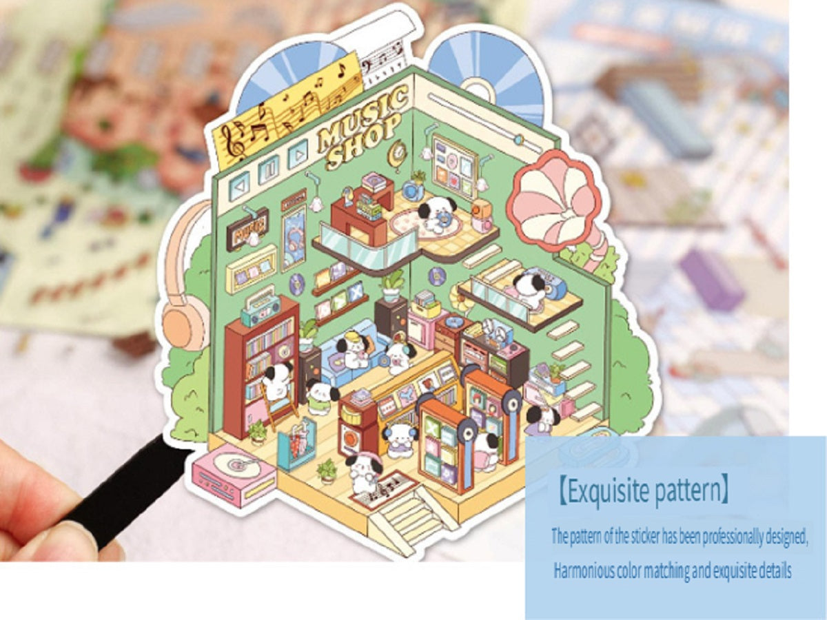 RetroStory Cartoon 3d three-dimensional large-size scene stickers, diy children's handmade decoration creative hand account landscaping stickers