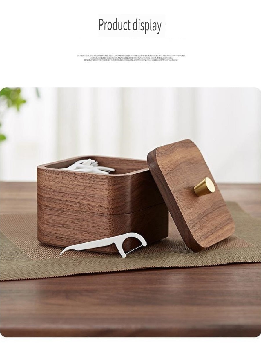 YZBZ Black Walnut Dental Floss Swab Box, 1-3 Shelves