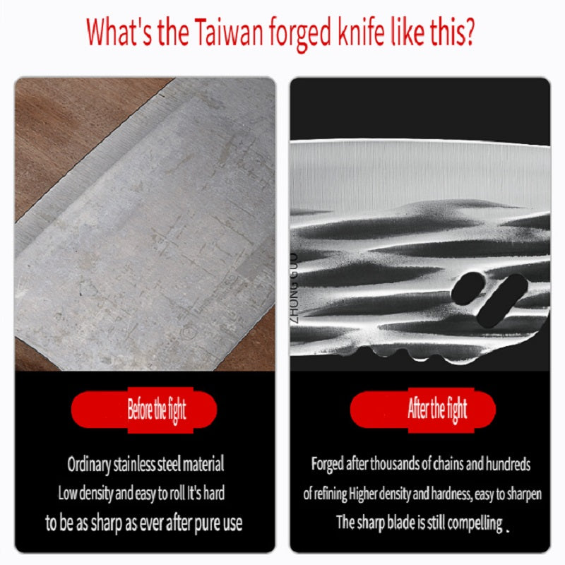 HFD Chef's special chopping and cutting knife, suitable for meat, poultry, vegetables, fruits, etc., wooden handle，forged, two-knife set