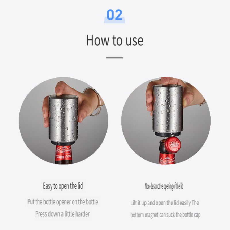 HGD Push-type stainless steel beer bottle opener with magnet adsorption