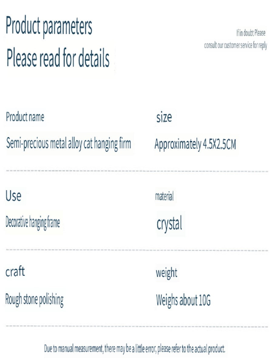 RYS Natural crystal semi-precious stone inlaid cat pendant necklace