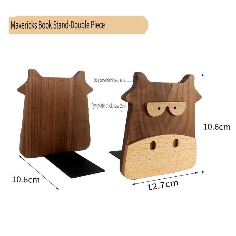 XMT Walnut inlaid beech calf book stand, 2 pcs