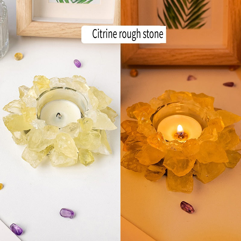 RYS Natural crystal rough stone candle holder, home decoration diffuser stone decoration
