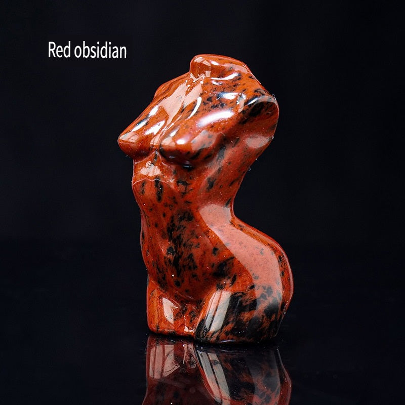 RYS Mini female model torso carved with natural crystal gems handicraft ornaments