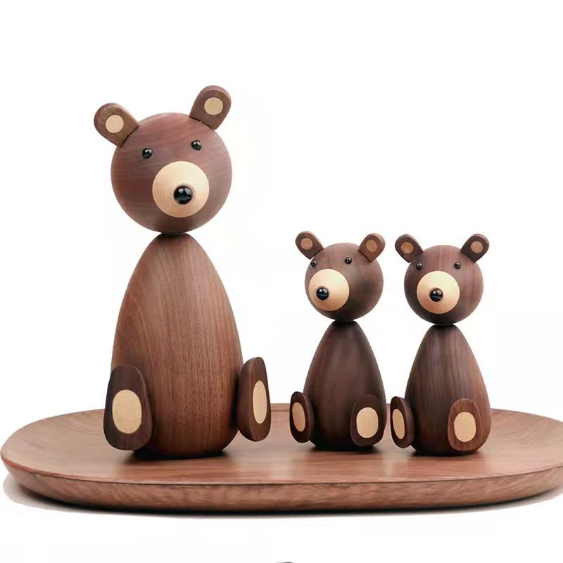 VKXK Danish style black walnut black bear ornaments, home decoration, handmade