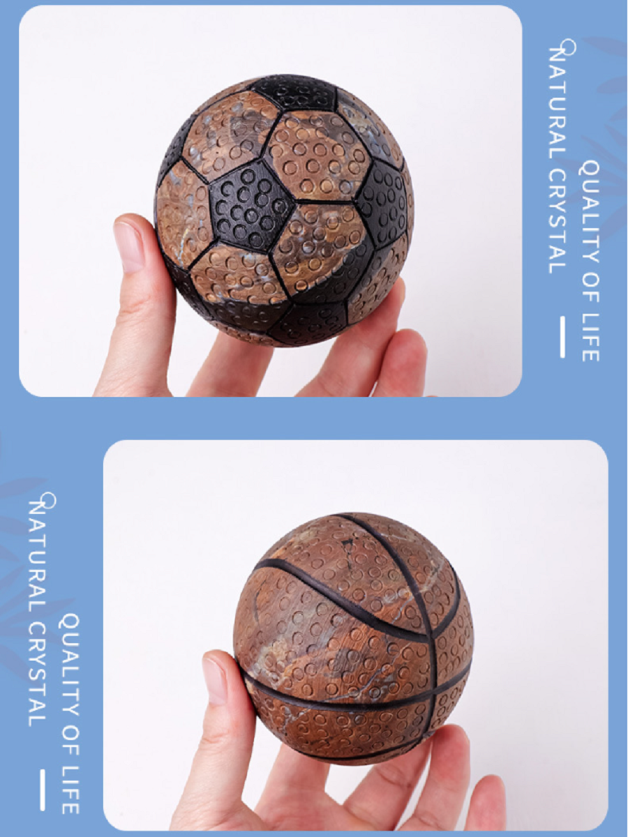 منحوتات كرة القدم وكرة السلة من العقيق الطبيعي، وتلميع الأحجار الخام، ونماذج الكرات اليدوية، وديكورات سطح المكتب