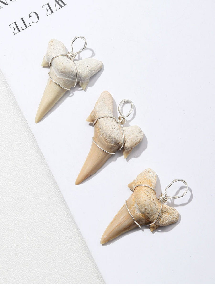 APENG Handmade silver silk pendant with Moroccan shark tooth