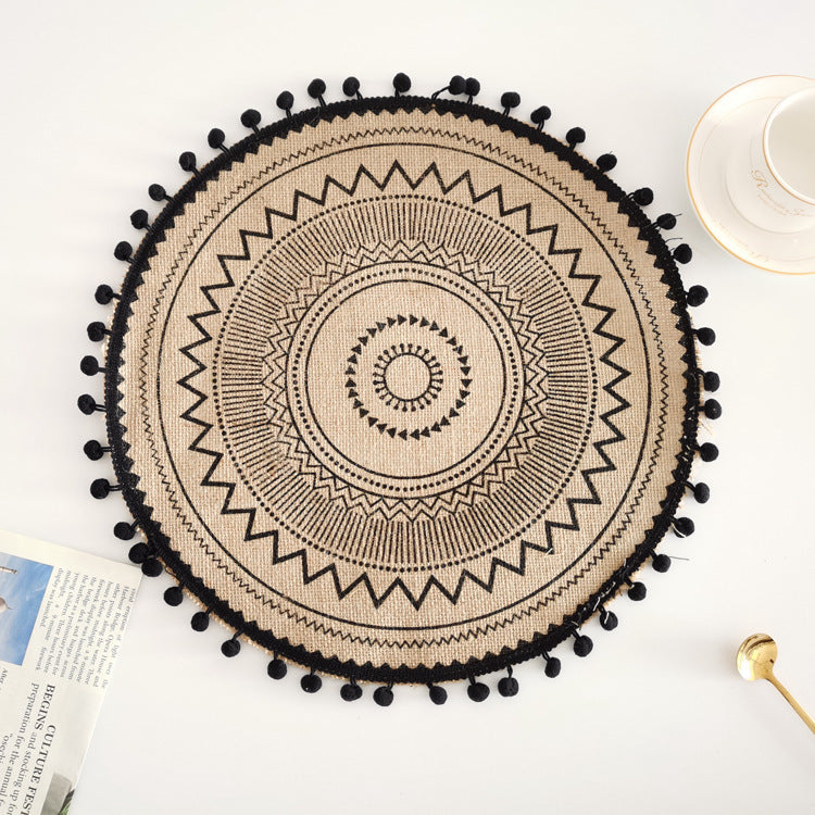 BGS Nordic jute hand-woven placemat, insulation pad, bottom coating, various styles, diameter 38/40cm