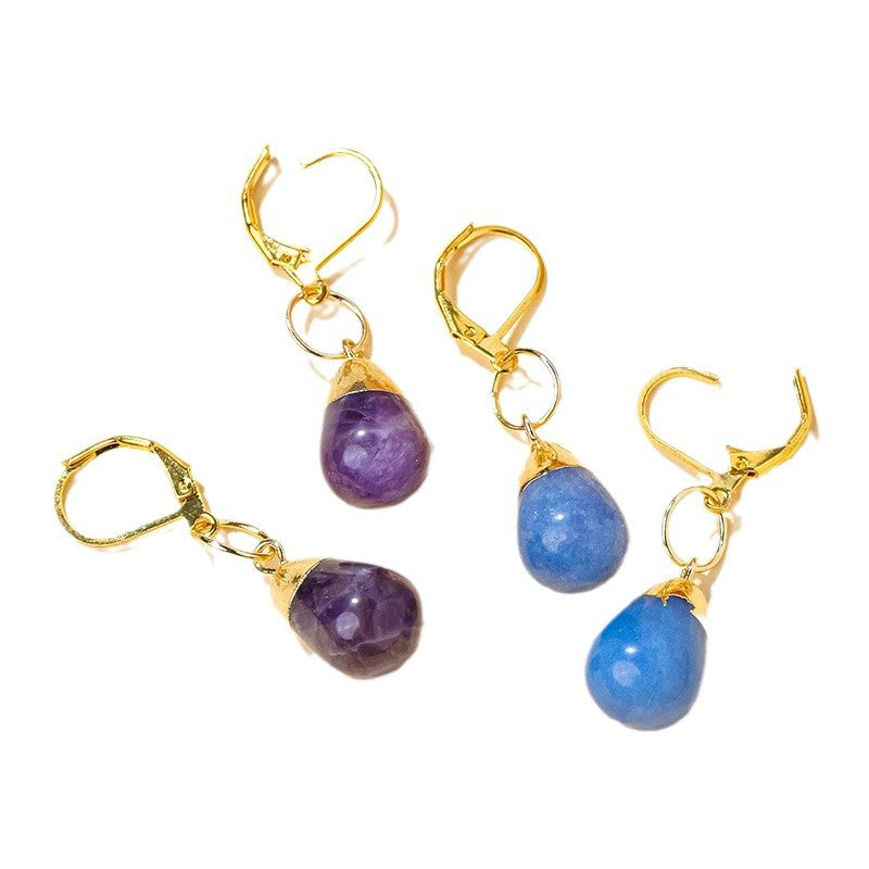 RYS Natural crystal jade rough stone drop earrings, French earrings