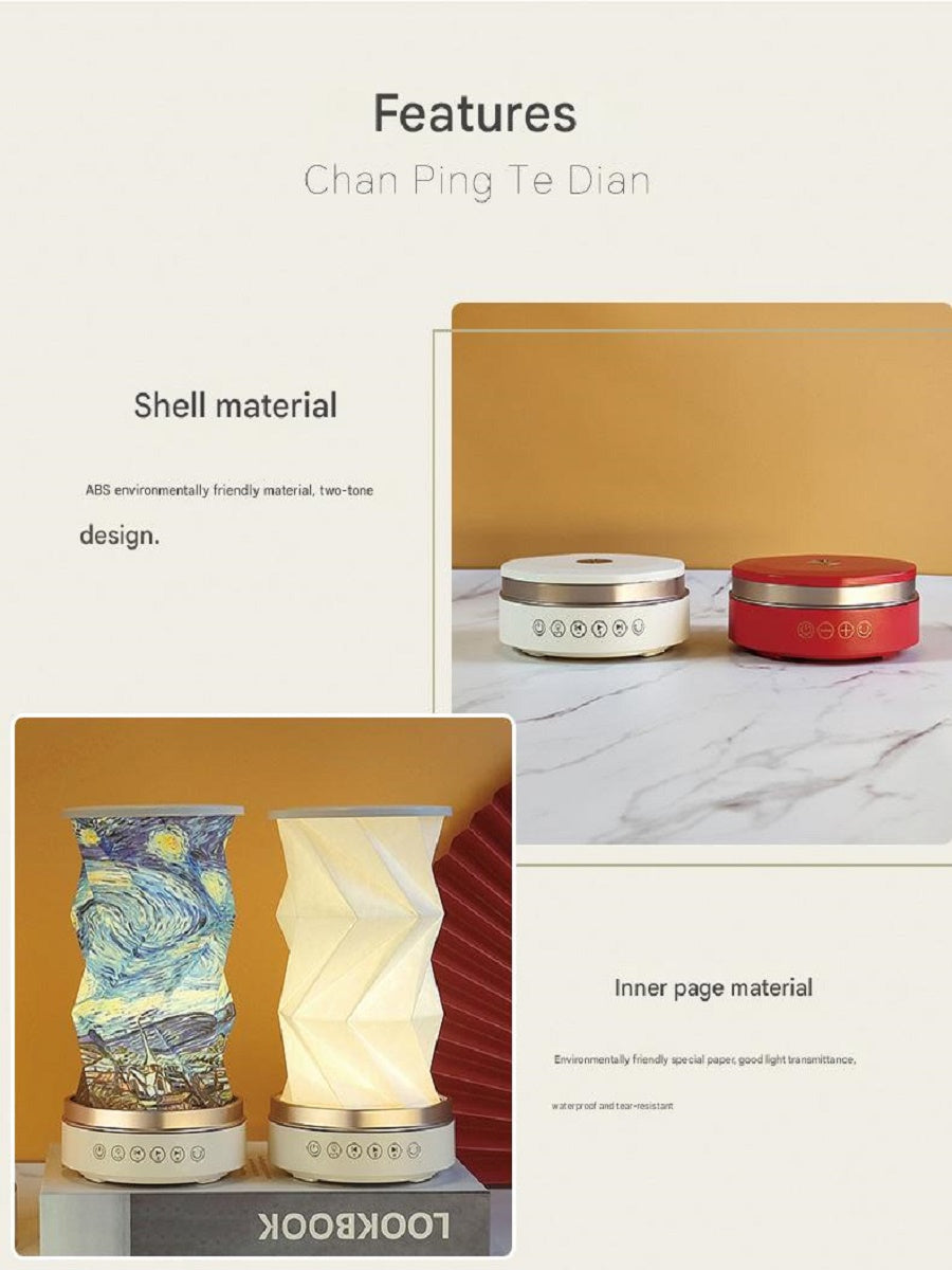 OBB LED folding night light, USB charging, rotating, with Bluetooth speaker, revolving lantern, cultural and creative gift