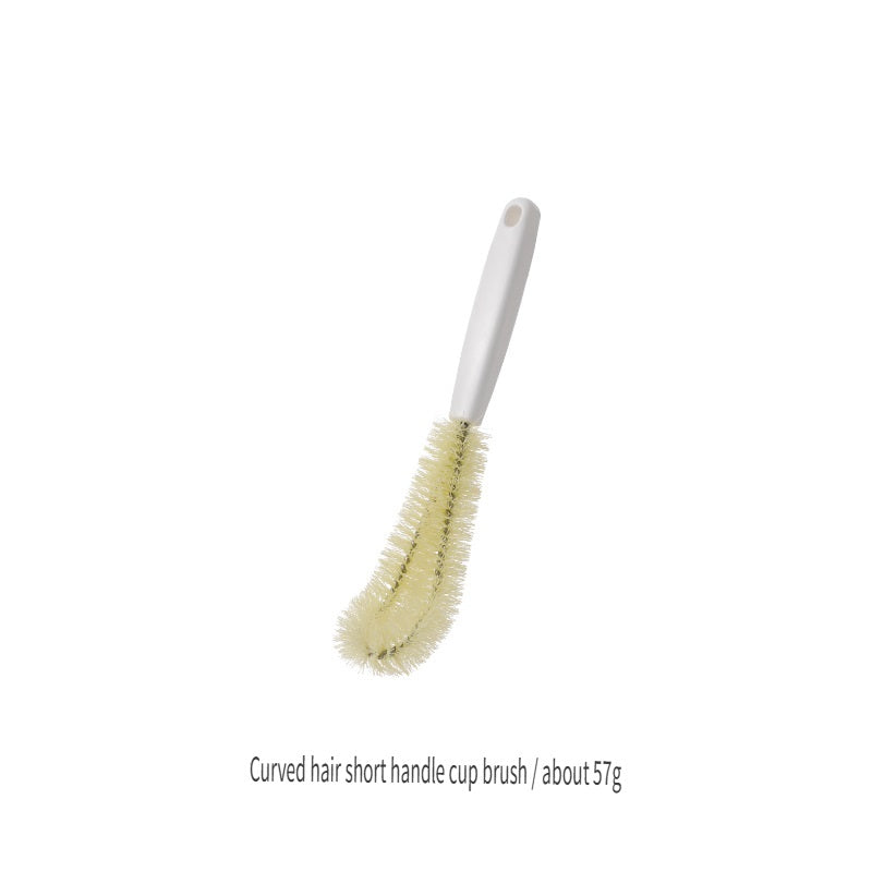 FaSoLa Kitchen long handle short handle water bottle glass cleaning brush, nylon flexible bristles curved brush head