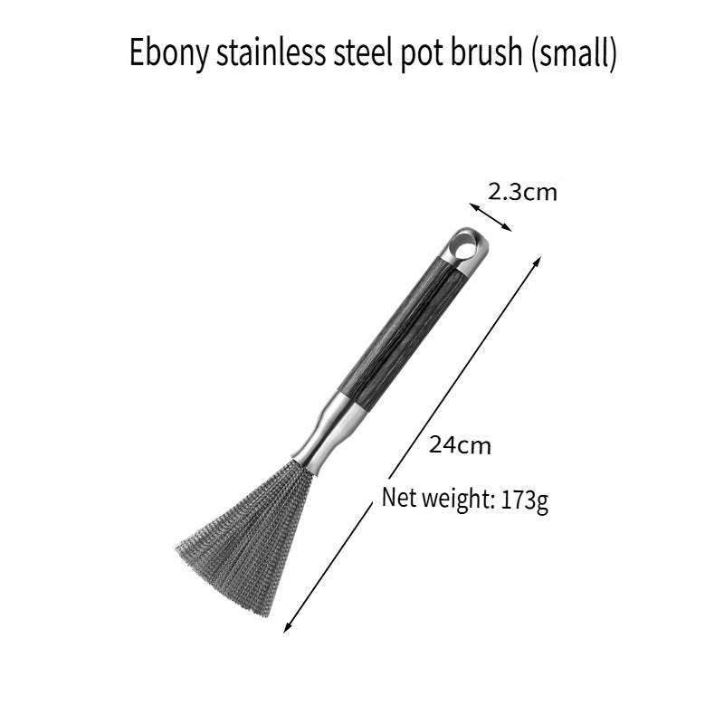 HOMGED Ebony handle 304 stainless steel household kitchen pot brush, removable and replaceable brush