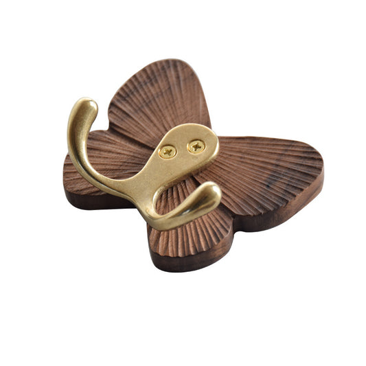 XMT Solid wood butterfly hook, made of black walnut and brass, handmade