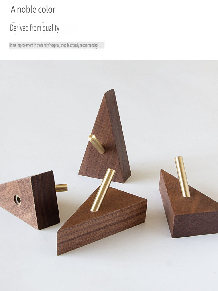 XMT Scandinavian-style solid wood hook, two installation methods, made of black walnut, beech brass, handmade