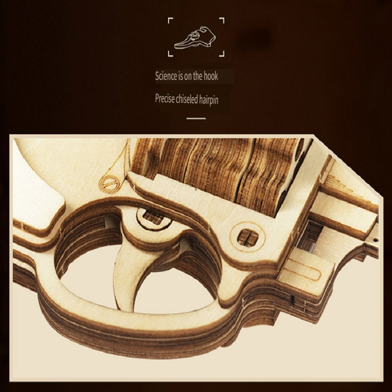 Rokr revolver Smith M60/Remington shotgun M870, made of wooden parts, can be used for shooting, handmade weapon model