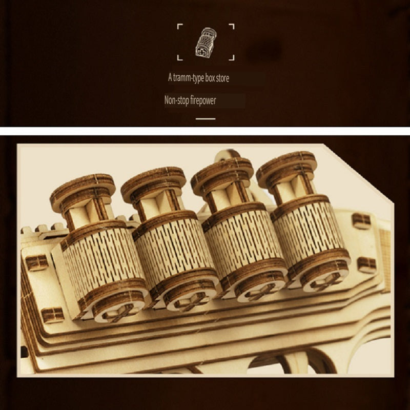 Rokr revolver Smith M60/Remington shotgun M870, made of wooden parts, can be used for shooting, handmade weapon model