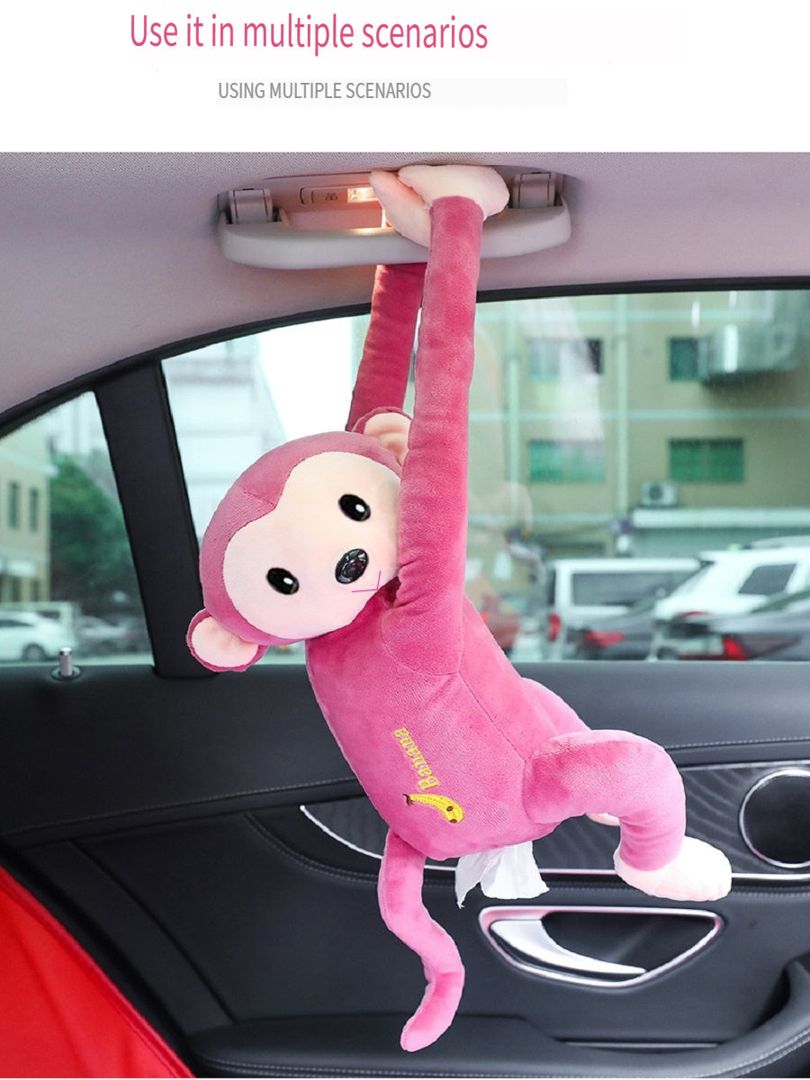 MCZB Creative Pippi monkey tissue box, car supplies, pull-out car seat back pumping box, can be used at home, can be used as a toy