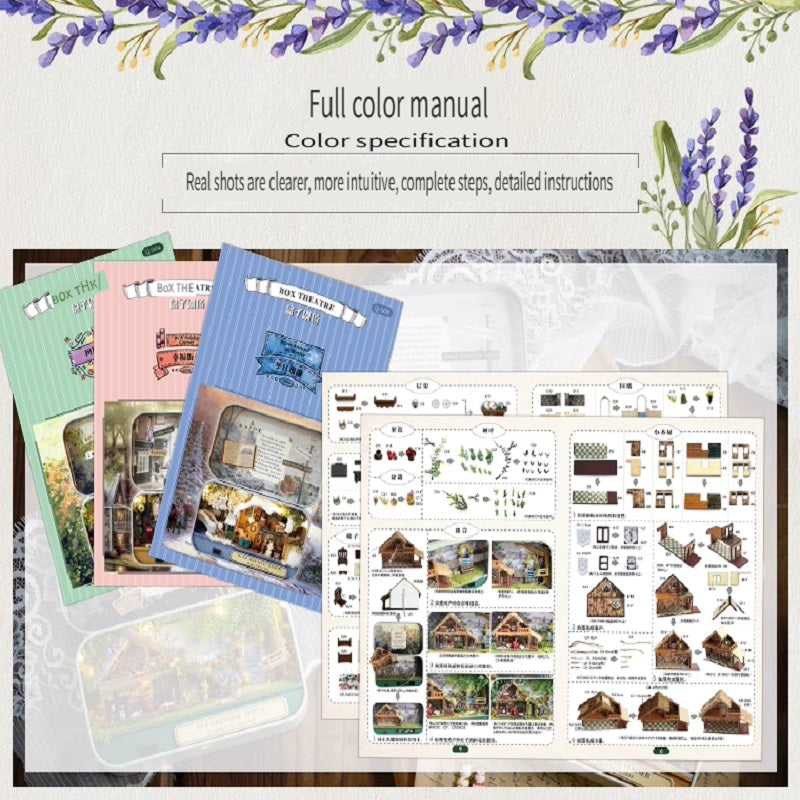 CUTE ROOM DIY box theater, hand-assembled model toys, including LED lights, brackets and dolls, gifts for children