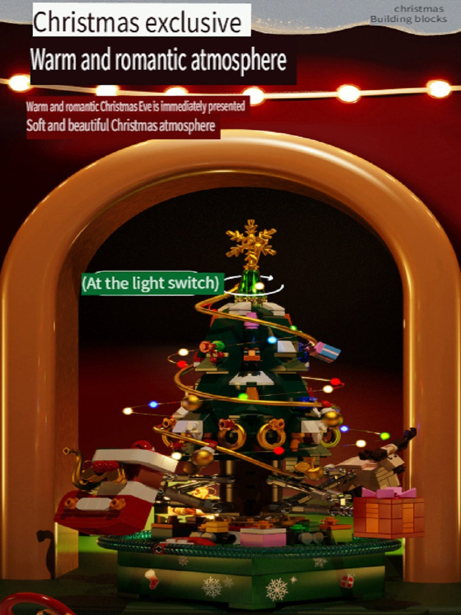 Sembo Crystal Christmas tree with light and music box, handmade toys made of small particles, Christmas toys made of building blocks, gifts