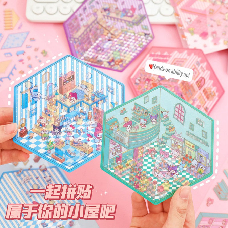 ERANC Three-dimensional cartoon  miniature scene stickers, collage landscaping stickers, hand account materials, diy stickers