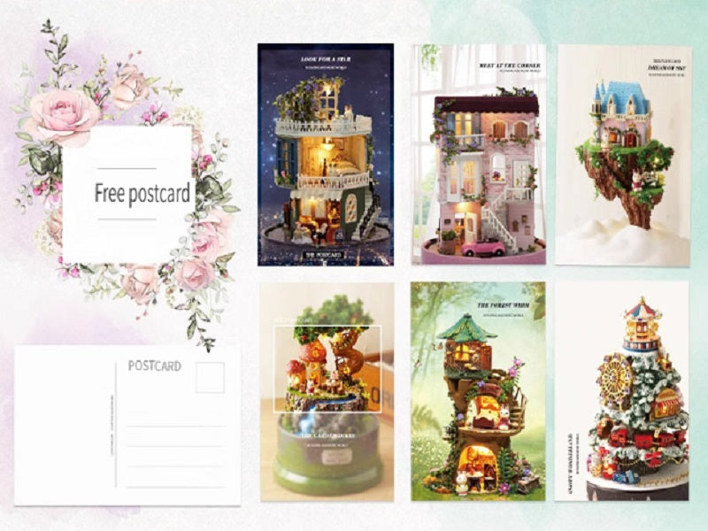 CUTE ROOM DIY wooden villa, hand-assembled, rotatable, playing music, assembling model toys, gifts for children