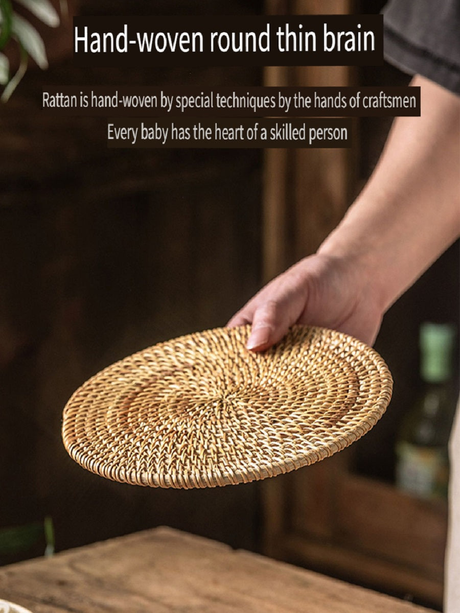 BGS Vietnamese autumn rattan hand-woven coasters, insulation pads, diameter 8-18cm