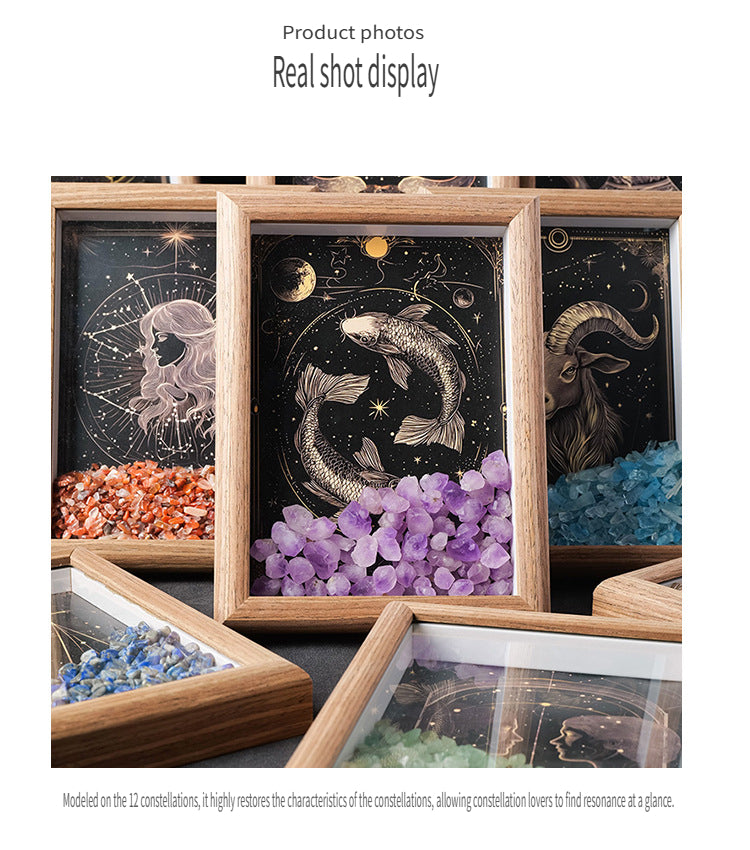 RYS Natural crystal gravel Twelve Constellations Photo frame decoration, crystal DIY hanging Artist Home Desktop Decoration