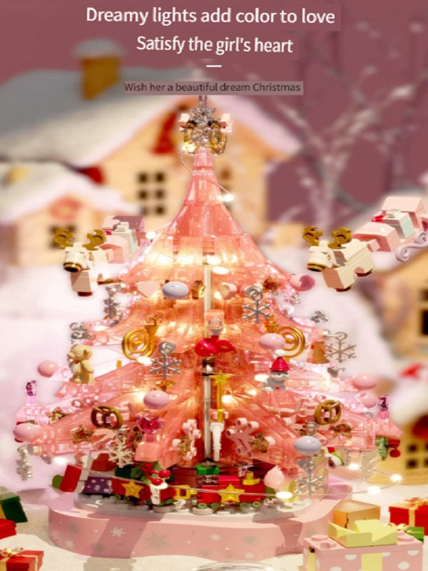 Sembo Crystal Christmas tree with light and music box, handmade toys made of small particles, Christmas toys made of building blocks, gifts