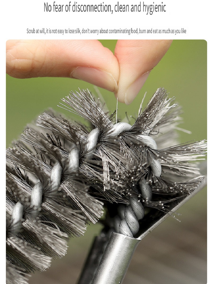 FaSoLa Household stainless steel barbecue grill grid cleaning brush, lengthened PP handle