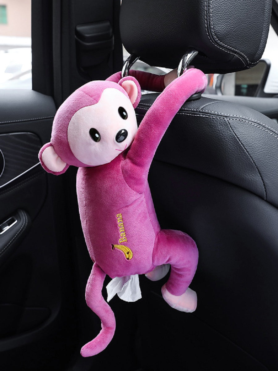 MCZB Creative Pippi monkey tissue box, car supplies, pull-out car seat back pumping box, can be used at home, can be used as a toy