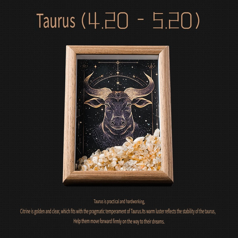 RYS Natural crystal gravel Twelve Constellations Photo frame decoration, crystal DIY hanging Artist Home Desktop Decoration