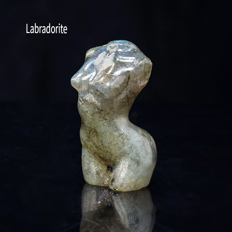 RYS Mini female model torso carved with natural crystal gems handicraft ornaments