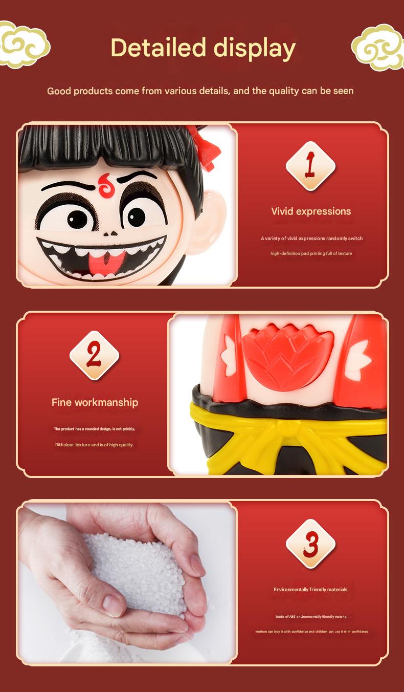 KKT Nezha Face Changer Doll Keychain Press Button Face Change Creative Toy