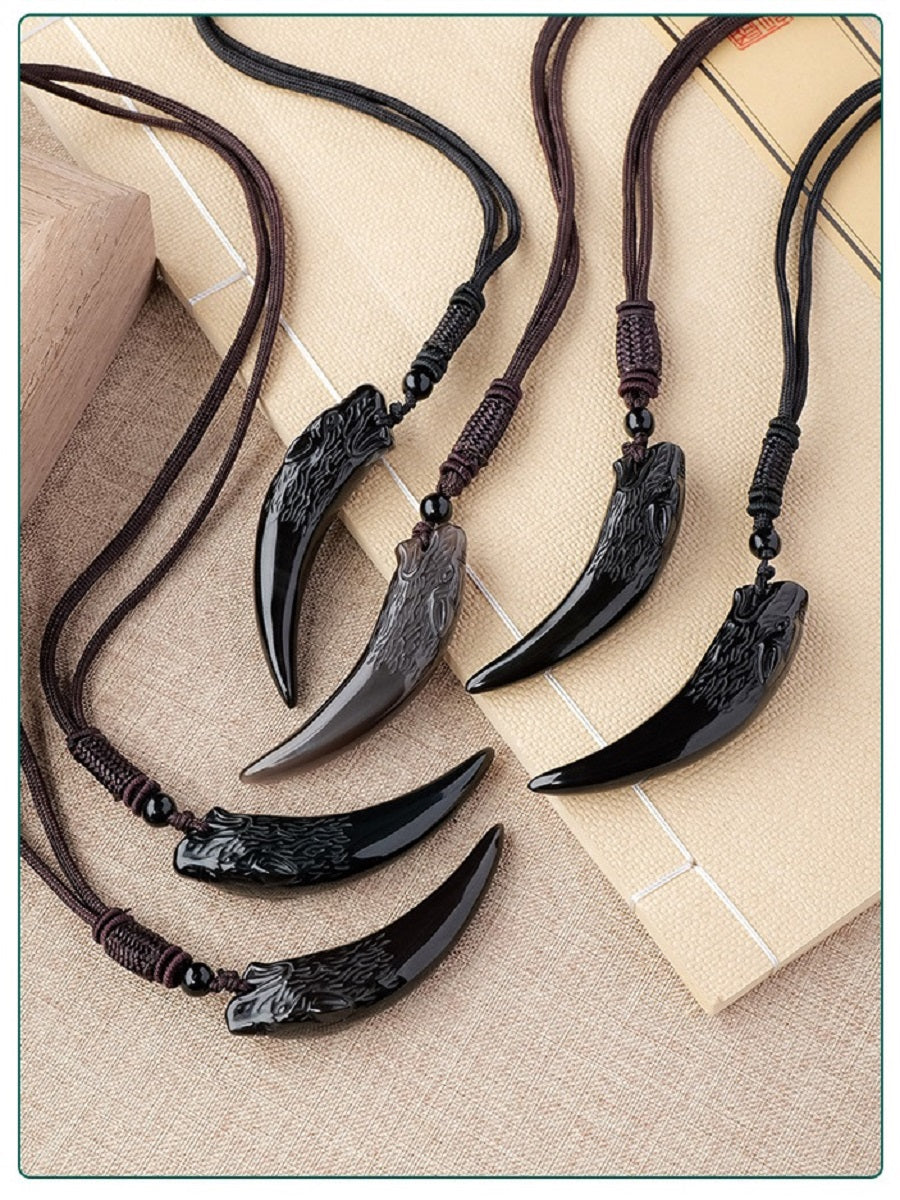 APENG Ice obsidian wolf Head pendant, personalized pendant necklace